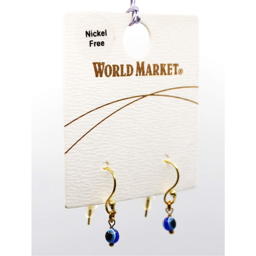 NWT Blue evil eye dainty dangle earrings